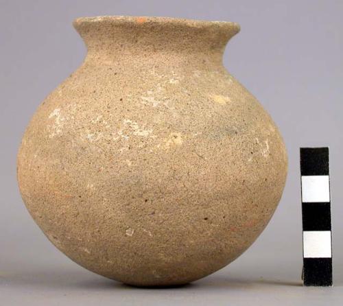 Pottery jar with constricted neck - weathered and unknown ware