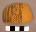 1 of 7 Aztec ware bowl rim potsherds- painted out