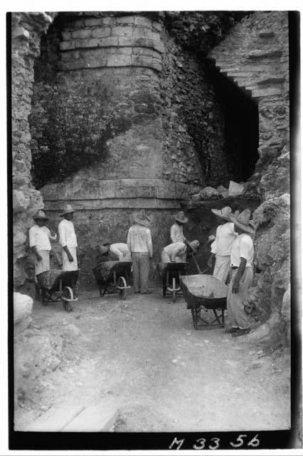 Northwest corner of Platforms 1 and 2 during excavation at Monjas