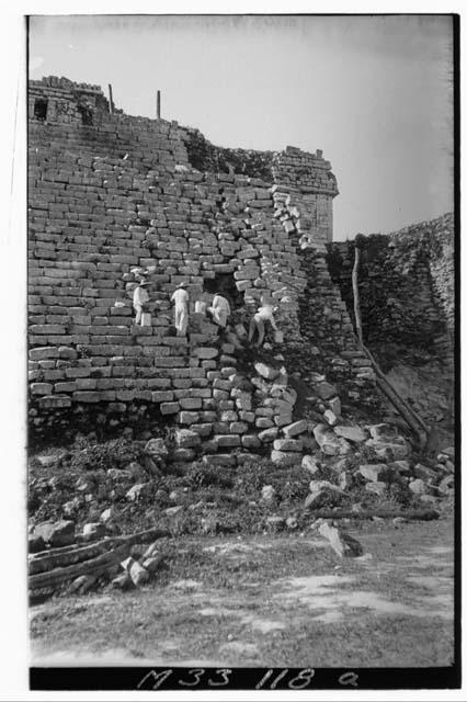 Main Stairs at Monjas after fall, pointing preparatory to removal