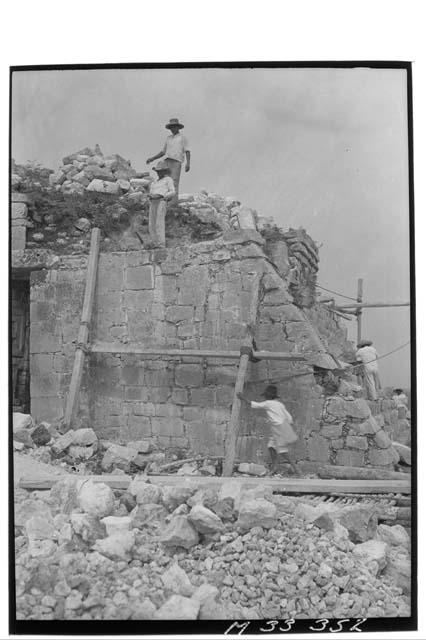 East casing and coping at second story stairs at Monjas.