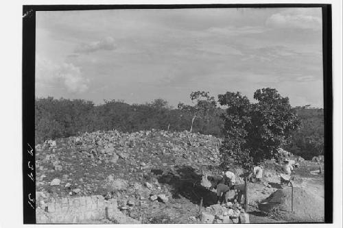 Monjas - E. mound excavation from N.W.