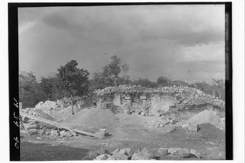 Monjas - E. mound from S.W. - clearing portico