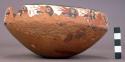 Ceramic, complete bowl, polychrome exterior, chipped