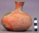 Ceramic, complete bottle, constr. neck, egg-shaped body, handle missing