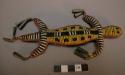 Sioux umbilical amulet in shape of lizard. Top is fully beaded. Legs and tail ar