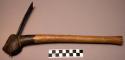 Adze-like tool, wooden handle, iron blade - used for making wooden spoons dishes