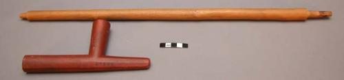 Pipe, catlinite, wooden stem