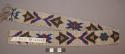 Beaded headband. Geometric floral design with blue, pink, green, red and white