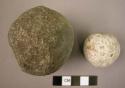 2 stone balls - irregular, partially pecked smooth