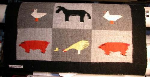 Pictorial rug, barnyard animals