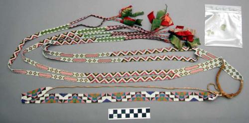 Beadwork, geometric designs, with silk attachments