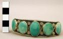 Cuff bracelet w/ set oval turquoise stones, twisted wire decoration