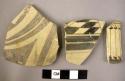 3 potsherds - painted