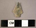 Flint bifacially flaked arrowhead