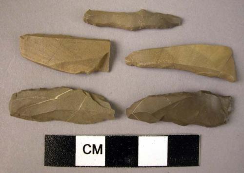 Utilized flint blades with or without dos rabattu trimming