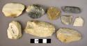 9 flint scaled flakes of various types