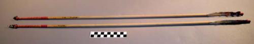 Arrows pointed with black obisidan; shafts have like decorations; poison shaft