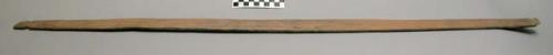 Sioux medicine stick. Made from wood and shaped like a digging stick. Shaft wrap