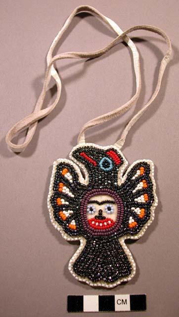 Pendant, beaded eagle & anthropo- morphic  figure