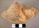 2 broad, flat splayed pottery vessel rim sherds