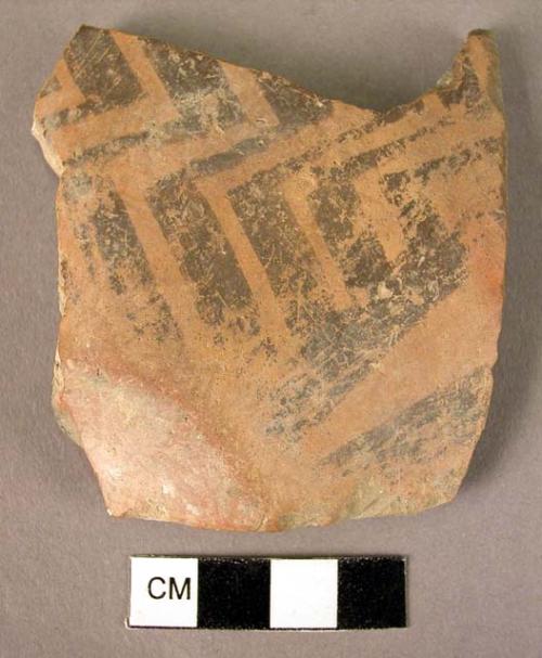 Pottery base fragment - black on red, Dimini style (Wace & Thompson, 1912, Type