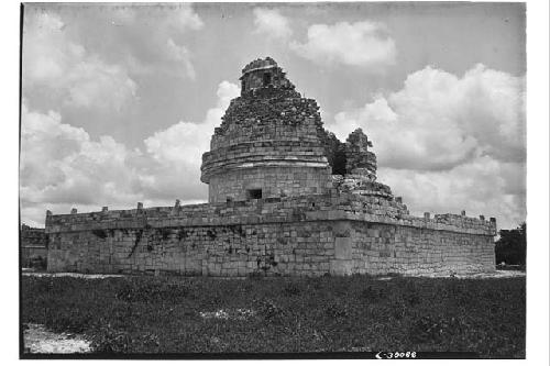 Caracol. Upper platform and terrace, repair completed. SE corner.