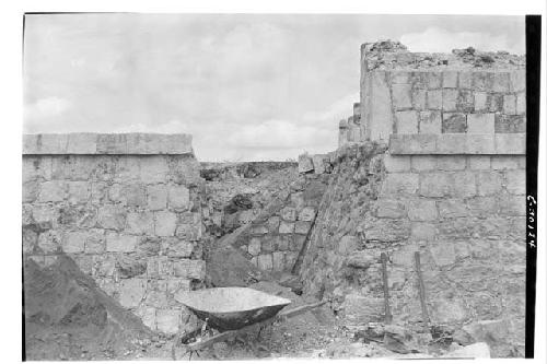 Caracol. W. Annex. Stairway of burial platform.