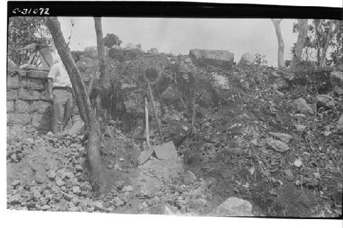 Excavations along upper terrace.