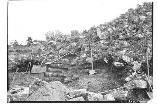 West end during excavation at Mercado Stairway.