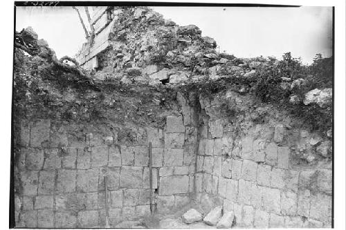 Mercado - patio, interior NW. corner, showing masonry. Feb. 4th.