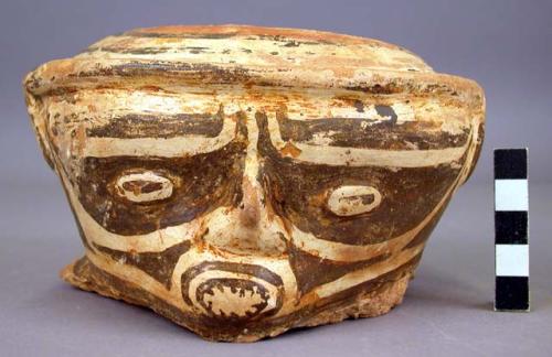 Neck of pottery jar in form of head- similar to Cocle Panelled Red Ware