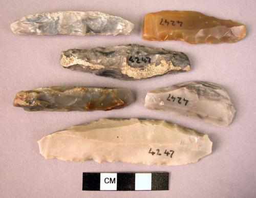 Pieces of worked flint used as tools