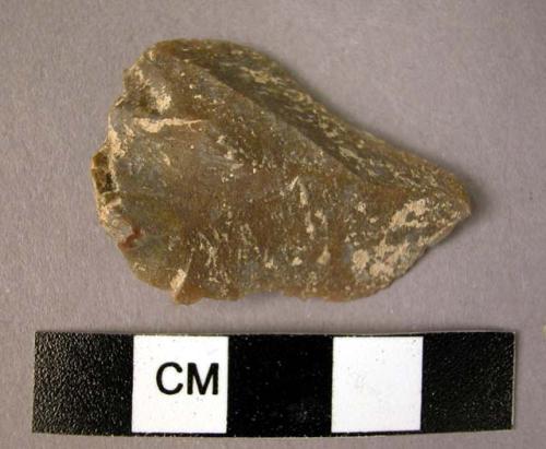 Chert primary leaf-shaped flake with slight concavity on one edge