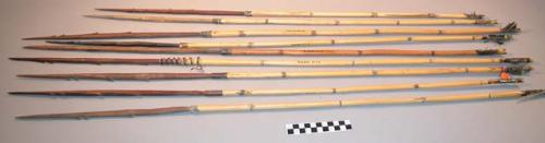 Reed arrows with barbed wooden points