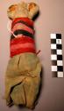 Child's doll - clay wrapped with cloth and red, pink, black woolen +