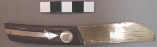 Silver and ironwood dish (A) with matching knife (B)