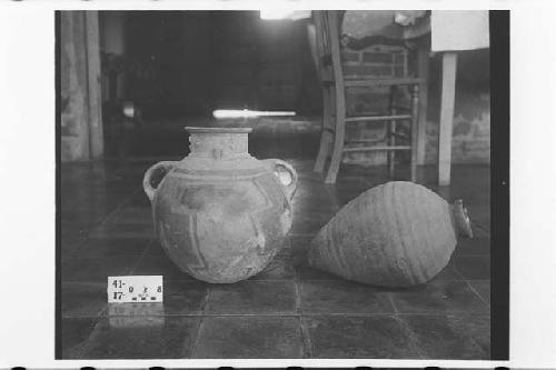 Large jar (41-17-37) and a recent hive shaped glazed jar.