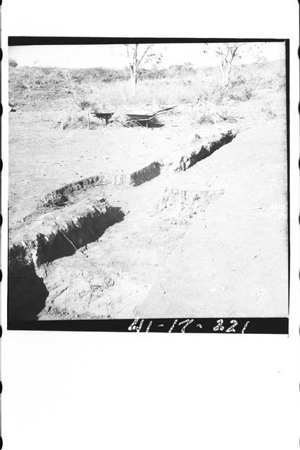 North trench, from stake N12E2, showing gap in North foundary wall