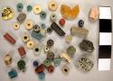 45 miscellaneous beads -glass, faience, ostrich egg shell,