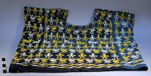 Huipil, or woman's blouse - dark & light blue cloth with yellow & white figures