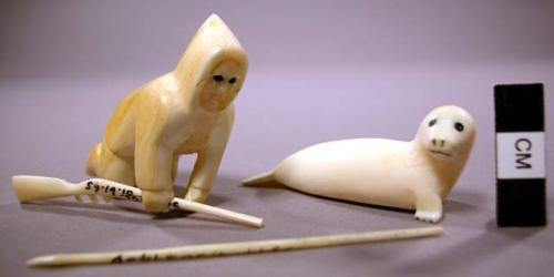 Spear: one of four small ivory carvings