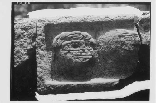 Lintel 26, Structure 23; front, second two glyph blocks