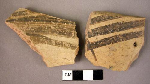 Perforated potsherd; potsherd