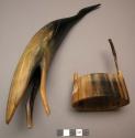 Egret of buffalo horn,  32.5 cm h.
