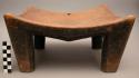 Stool; carved wood; 4 legs; square concave seat; perforated