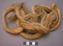 Cords; veg. fiber cordage bundle; loosely twisted; knot at one end