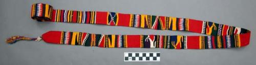 Woven multi-colored striped headband - 1 1/8" wide x 7'4" long