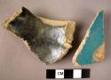 2 glazed potsherds