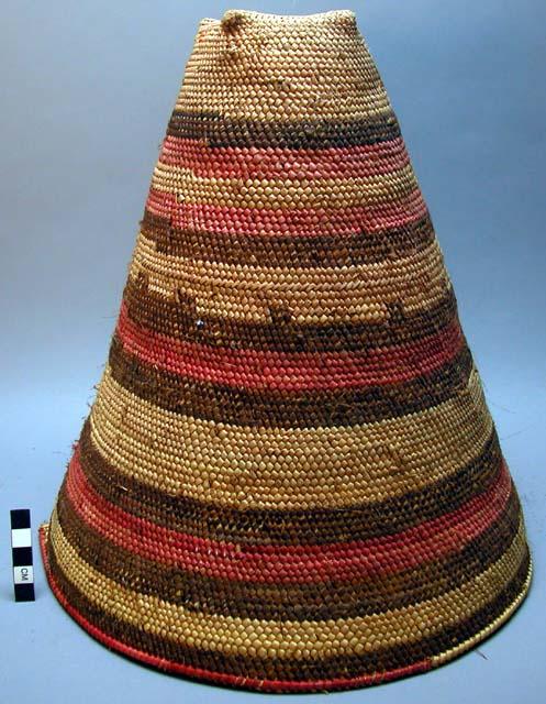 Cone-shaped baskets, multi-colored bands